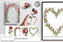Romantic Blooms Floral Digital Paper Product Image 1