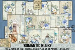 Romantic Blues Printable Pages. 300dpi high quality Digital images that can be used for Junk Journals, Scrapbooking, Cardmaking or other paper crafts.