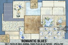 Romantic Blues Printable Pages. 300dpi high quality Digital images that can be used for Junk Journals, Scrapbooking, Cardmaking or other paper crafts.