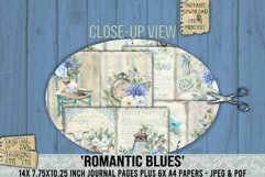 Romantic Blues Printable Pages. 300dpi high quality Digital images that can be used for Junk Journals, Scrapbooking, Cardmaking or other paper crafts.