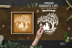 Romantic Cat Trees Silhouette Paper Cut Product Image 1