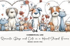 Romantic Dogs and Cats in a Heart-Shaped Frame Product Image 1