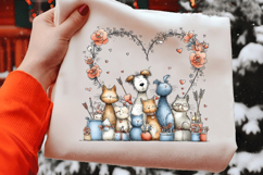 Romantic Dogs and Cats in a Heart-Shaped Frame Product Image 2