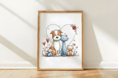 Romantic Dogs and Cats in a Heart-Shaped Frame Product Image 3