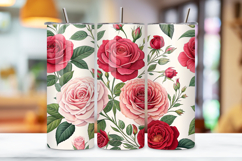 seamless rose garden tumbler, romantic floral tumbler wrap, pink red rose design, watercolor rose tumbler wrap, 20oz skinny tumbler wrap, tapered seamless tumbler design, straight tumbler wrap png, romantic rose watercolor design, seamless floral tumbler 