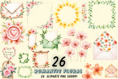 Romantic Floral Stationery Clipart Bundle