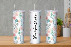 Flower Tumbler Png, Add Your Own Text, Watercolor Roses Wrap Product Image 1