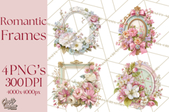 Vintage Frame Clipart, Romantic Keepsakes PNG, Watercolor Product Image 1