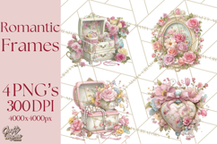 Vintage Frame Clipart, Romantic Keepsakes PNG, Watercolor Product Image 1