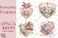 Vintage Frame Clipart, Romantic Keepsakes PNG, Watercolor Product Image 1