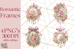 Vintage Frame Clipart, Romantic Keepsakes PNG, Watercolor Product Image 1