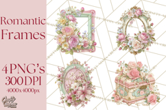 Vintage Frame Clipart, Romantic Keepsakes PNG, Watercolor Product Image 1
