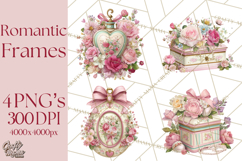 Vintage Frame Clipart, Romantic Keepsakes PNG, Watercolor Product Image 1
