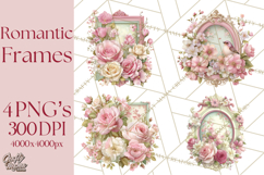 Vintage Frame Clipart, Romantic Keepsakes PNG, Watercolor Product Image 1