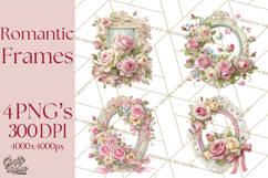 Vintage Frame Clipart, Romantic Keepsakes PNG, Watercolor Product Image 1