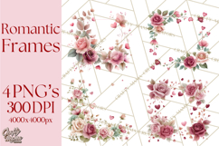 Valentine Frames &amp; Borders PNG Clipart, Romantic Flowers Product Image 1