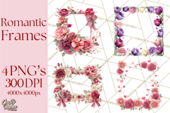 Valentine Frames &amp; Borders PNG Clipart, Romantic Flowers Product Image 1