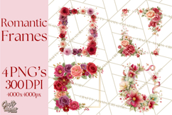 Valentine Frames &amp; Borders PNG Clipart, Romantic Flowers Product Image 1