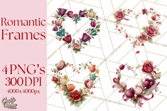 Valentine Frames &amp; Borders PNG Clipart, Romantic Flowers Product Image 1