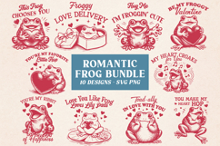 Romantic Frog SVG Bundle | Valentine Frog Quotes | Funny PNG Product Image 1