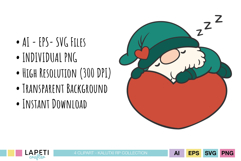 Romantic gnome couple clipart illustration