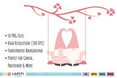 pastel gnome graphics for valentine projects