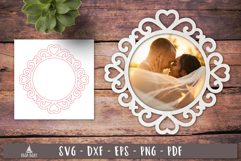 Romantic Heart Circle Frame SVG Laser Cut