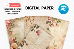 Romantic Journal Digital Paper, Romantic Background Product Image 1