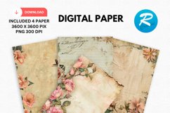 Romantic Journal Digital Paper, Romantic Background Product Image 1