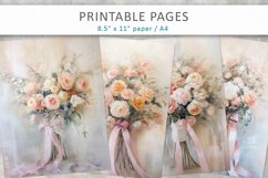 wedding bouquet junk journal, printable pages Product Image 1