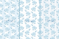 Romantic Watercolor Blue Rose Seamless Pattern Product Image 1