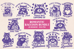 Romantic Raccoon Bundle SVG PNG | 20 Cute &amp; Funny Quotes Product Image 1