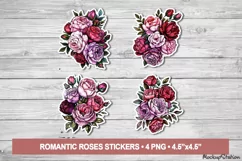 Roses Stickers | Vintage Flowers Printable PNG | Pink Floral Product Image 1