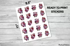 Roses Stickers | Vintage Flowers Printable PNG | Pink Floral Product Image 2