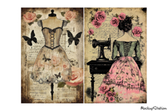 Victorian Seamstress Junk Journal Pages | Fashion Printable Product Image 3