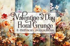 Valentine's Day, Grunge Floral Style 15x15 Backgrounds, s12 Product Image 1