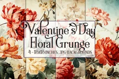 Valentine's Day, Grunge Floral Style 15x15 Backgrounds, s18 Product Image 1