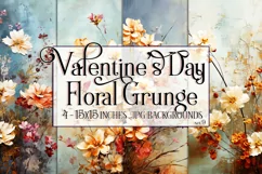 Valentine's Day, Grunge Floral Style 15x15 Backgrounds, s9 Product Image 1