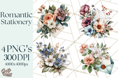 Romantic Letter Clipart, Love Notes Clip Art PNG, Floral Product Image 1