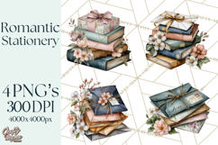 Romantic Letter Clipart, Love Notes Clip Art PNG, Floral Product Image 1