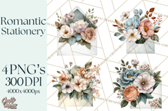 Romantic Letter Clipart, Love Notes Clip Art PNG, Floral Product Image 1