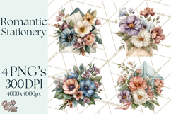 Romantic Letter Clipart, Love Notes Clip Art PNG, Floral Product Image 1