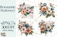 Romantic Letter Clipart, Love Notes Clip Art PNG, Floral Product Image 1