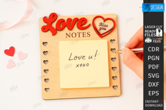 Romantic Sticky Note Holder Laser Cut | Valentine’s Day SVG Product Image 1