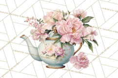 Floral Teacup Clipart, Watercolor Teacups &amp; Saucers PNG Product Image 4