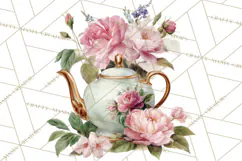 Floral Teacup Clipart, Watercolor Teacups & Saucers PNG Product Image 5