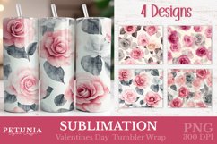 Romantic roses pattern sublimation tumbler designs being used as trendy Valentines day tumbler wrap print