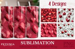 3d love hearts pattern sublimation designs being used as trendy valentines day tumbler wraps print