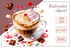 Explore stunning watercolor coffee cup art featuring delicate hearts, ideal for romantic occasions like weddings or heartfelt greetings. Perfect for adding warmth to cafe decor or crafting cozy designs. Find inspiration with our romantic coffee cliparts.