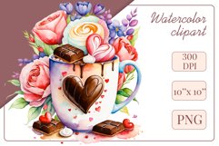 Explore stunning watercolor coffee cup art featuring delicate hearts, ideal for romantic occasions like weddings or heartfelt greetings. Perfect for adding warmth to cafe decor or crafting cozy designs. Find inspiration with our romantic coffee cliparts.